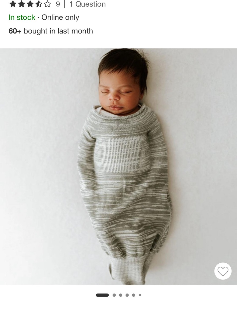 Soft Gray Knit Baby Swaddle Sack - Cozy Newborn Wrap